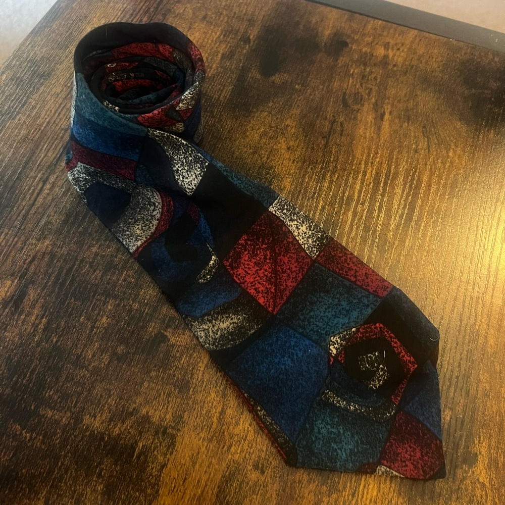 Geometric Patterned Tie - Multicolor Bugle Boy Vi… - image 3